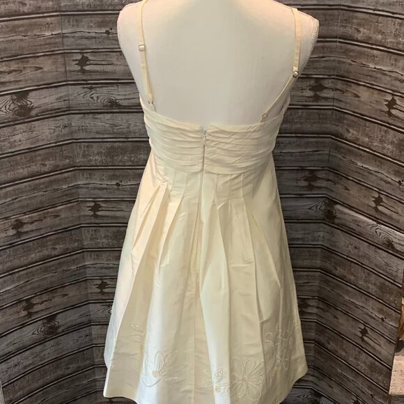 BCBGMAXAZRIA Pleated Bust A-Line Silk Beaded Embroidered Mini Dress - Picture 5 of 8